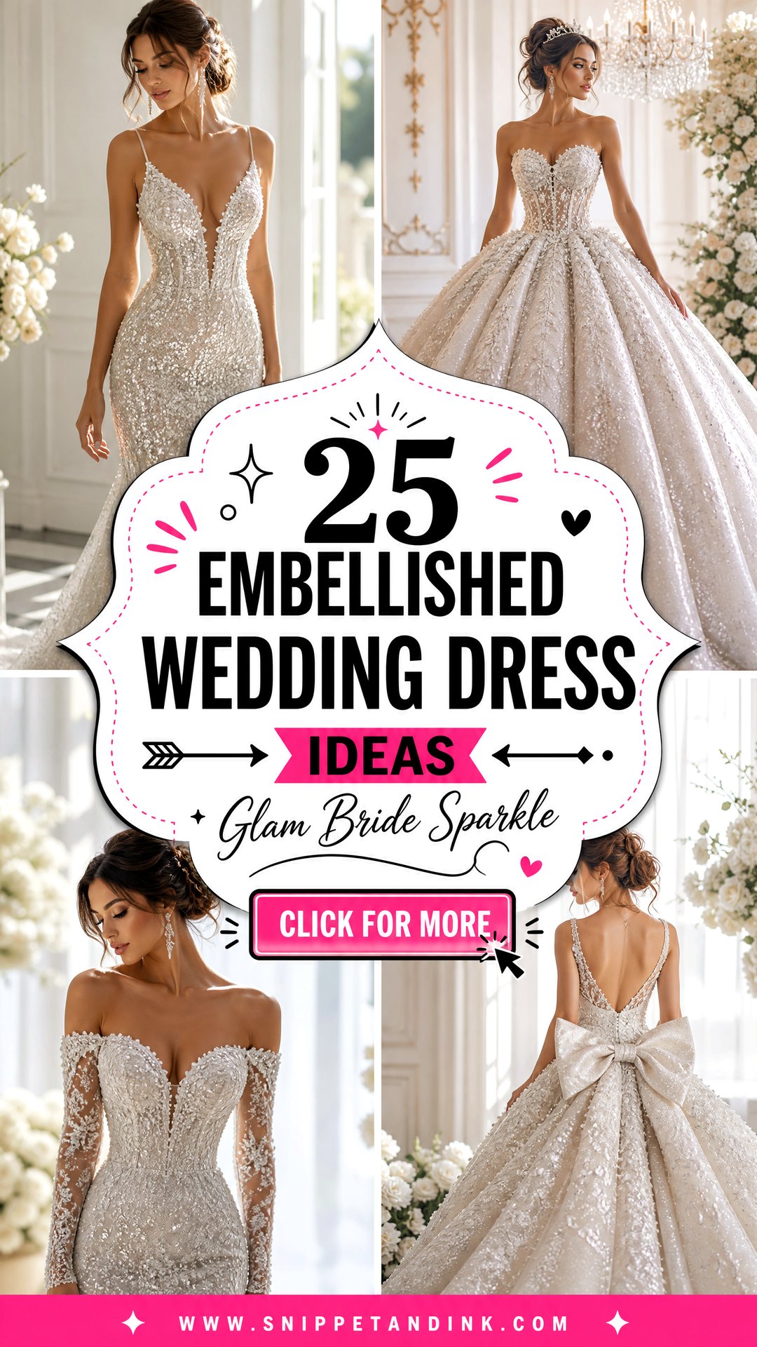 25 Embellished Wedding Dress Ideas for Glam Brides - 25 Embellished Wedding Dress Ideas for Glam Brides