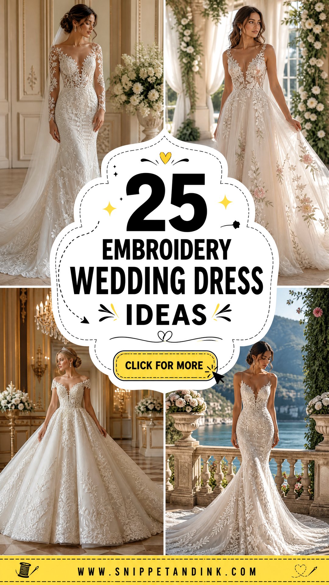 25 Embroidery Wedding Dress Ideas for a Detailed Bridal Look - 25 Embroidery Wedding Dress Ideas for a Detailed Bridal Look