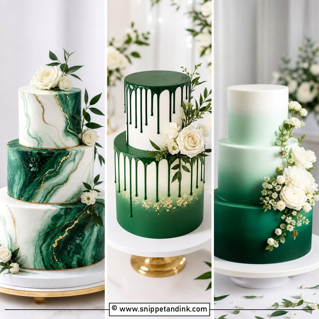 25 Emerald Wedding Cakes for a Luxe Green Celebration Look