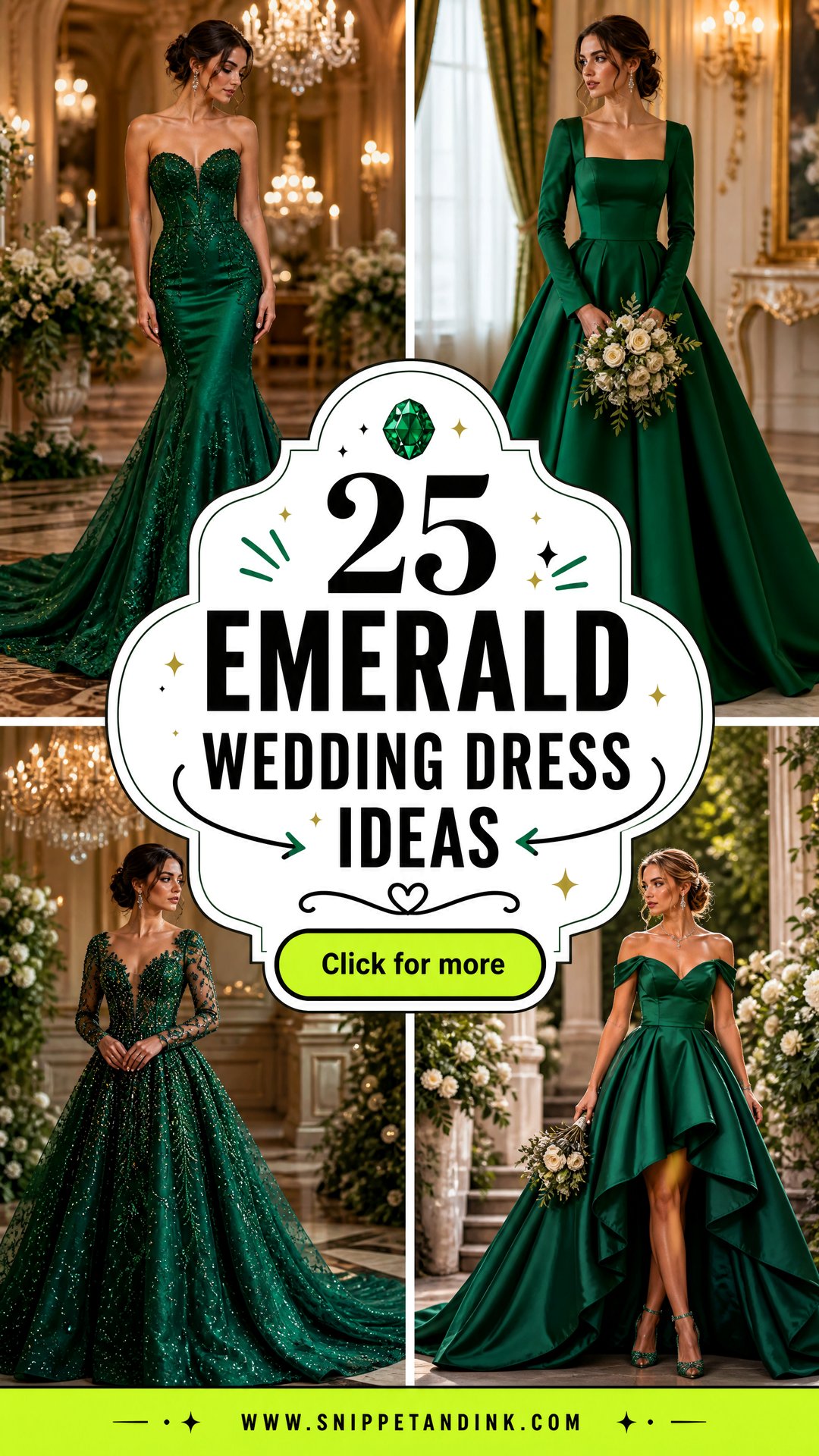 25 Emerald Wedding Dress Ideas for Bold Glamorous Brides - 25 Emerald Wedding Dress Ideas for Bold, Glamorous Brides