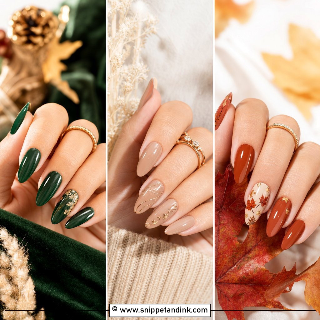 25 Fall Bridal Nails for a Cozy Elegant Autumn Wedding