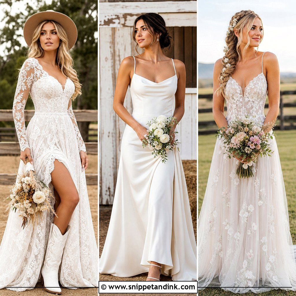 25 Farm Wedding Dress Ideas for a Charming Rustic Bridal Look