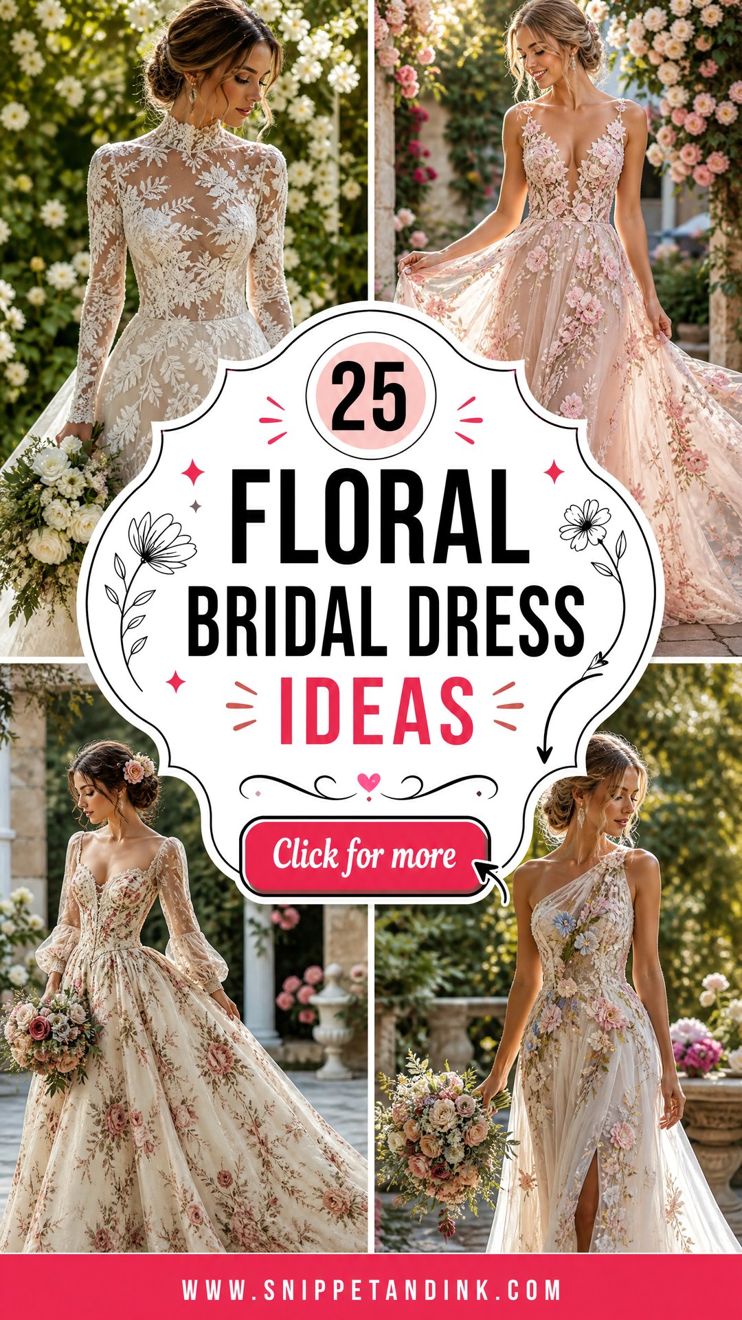 25 Floral Bridal Dress Ideas for a Dreamy Garden Wedding - 25 Floral Bridal Dress Ideas for a Dreamy Garden Wedding