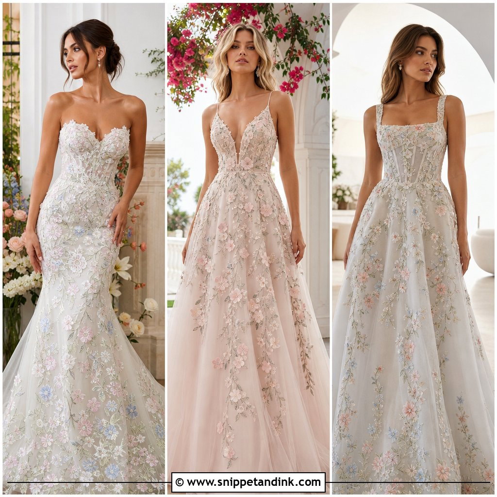 25 Floral Embroidered Wedding Dress Ideas