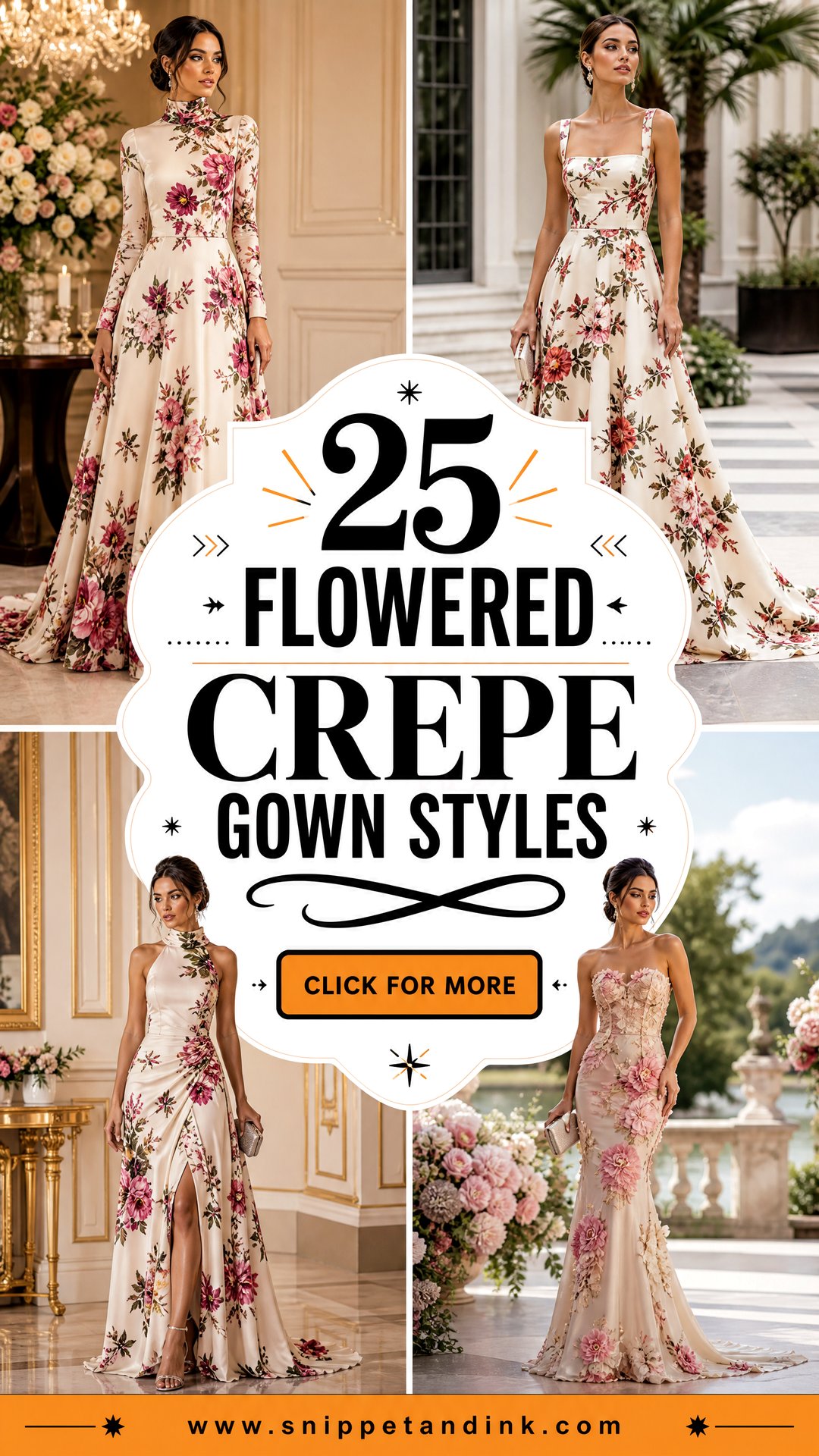25 Flowered Crepe Gown Styles for Elegant Wedding Guests - 25 Flowered Crepe Gown Styles for Elegant Wedding Guests