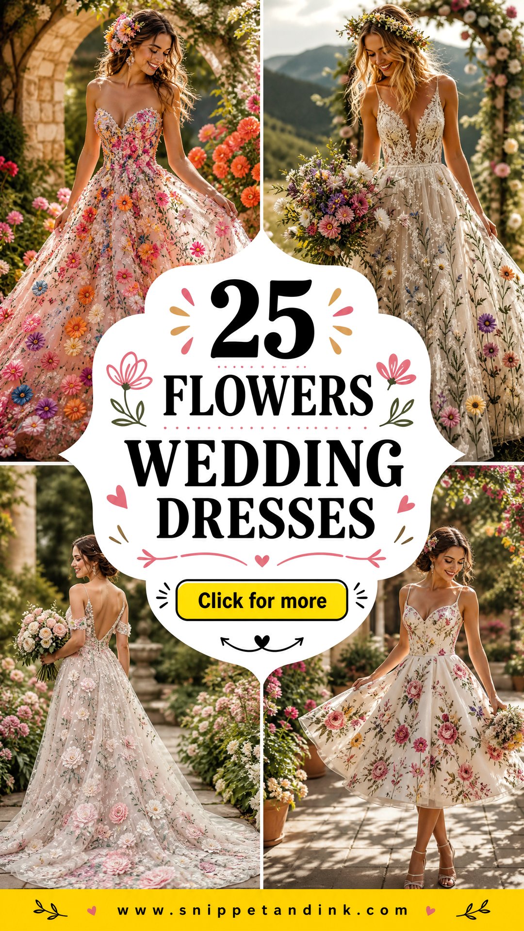 25 Flowers Wedding Dresses for a Whimsical Bridal Style - 25 Flowers Wedding Dresses for a Whimsical Bridal Style