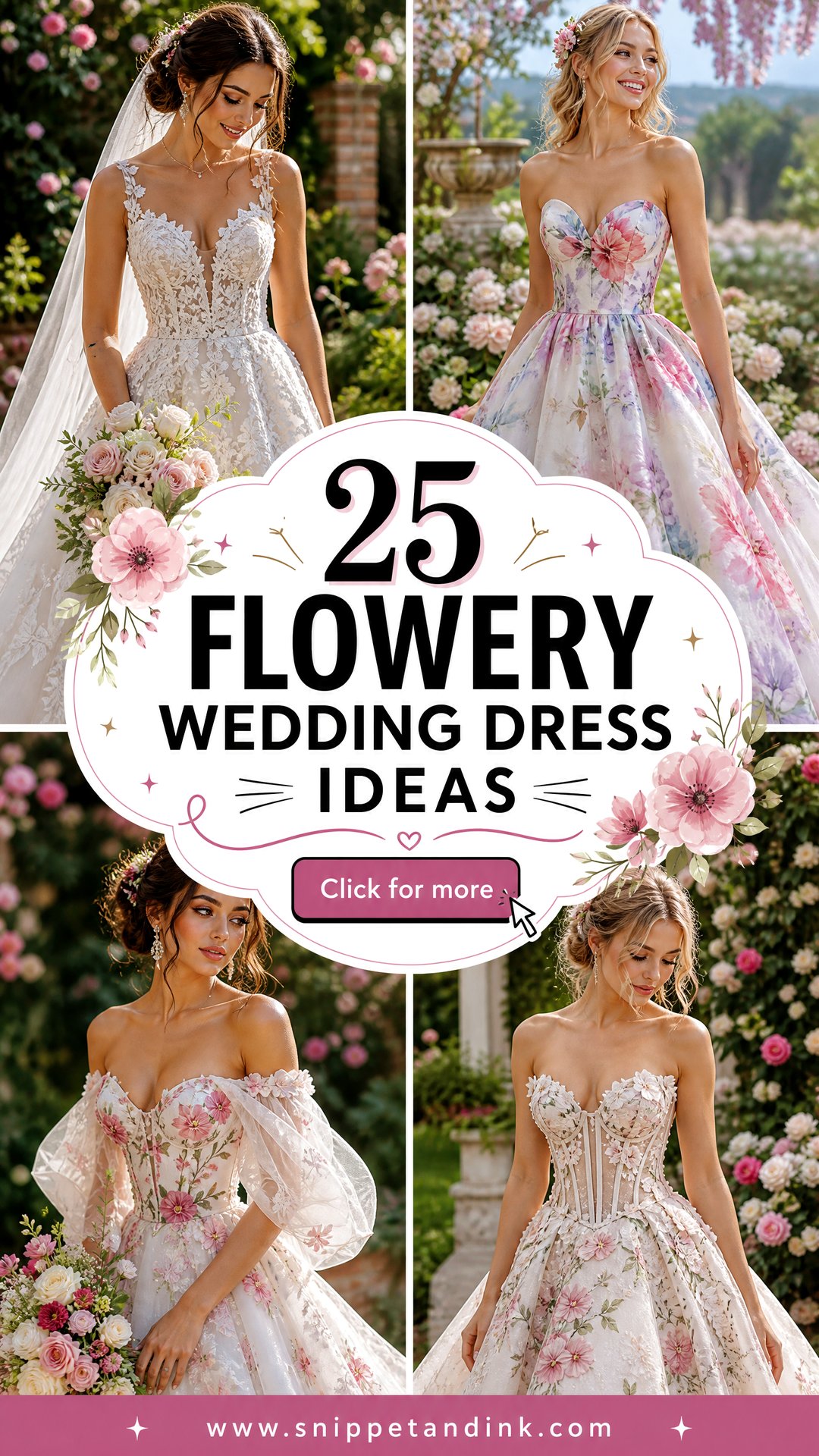 25 Flowery Wedding Dress Ideas for a Dreamy Garden Ceremony - 25 Flowery Wedding Dress Ideas for a Dreamy Garden Ceremony