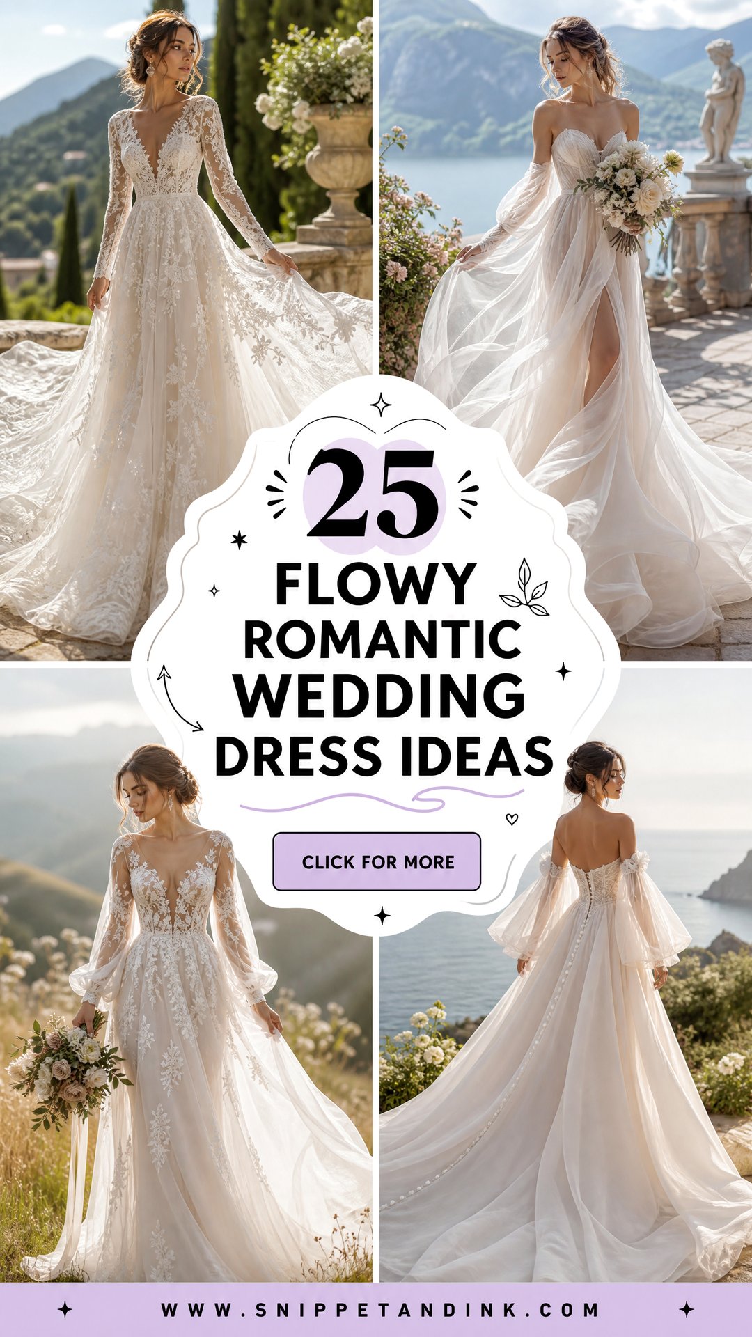 25 Flowy Romantic Wedding Dress Ideas for Dreamy Brides - 25 Flowy Romantic Wedding Dress Ideas for Dreamy Brides