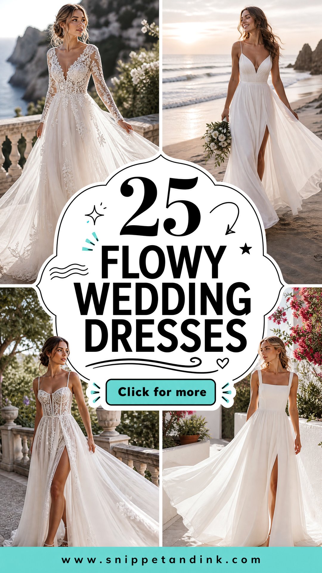 25 Flowy Wedding Dresses for a Breezy Romantic Bridal Look - 25 Flowy Wedding Dresses for a Breezy, Romantic Bridal Look