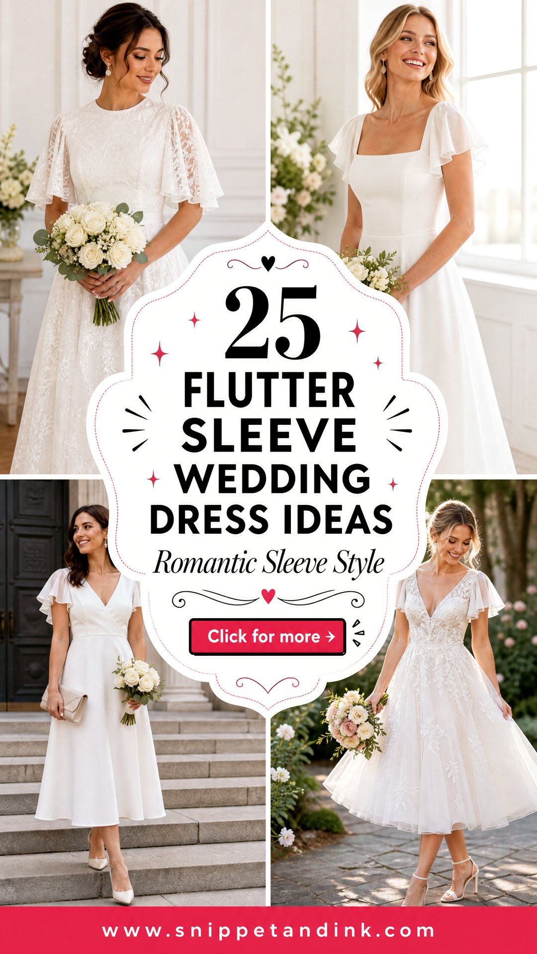 25 Flutter Sleeve Wedding Dress Ideas for Romantic Brides - 25 Flutter Sleeve Wedding Dress Ideas for Romantic Brides