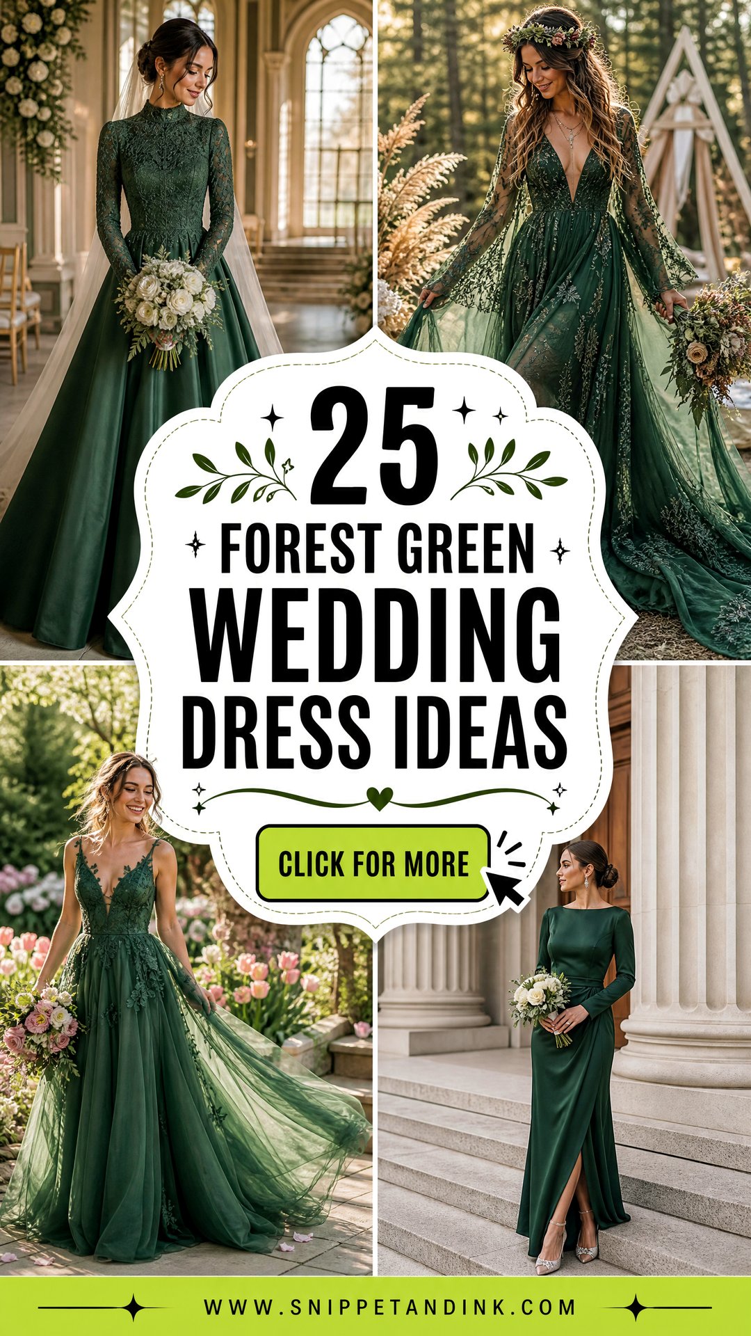 25 Forest Green Wedding Dress Ideas for Bold Modern Brides - 25 Forest Green Wedding Dress Ideas for Bold Modern Brides