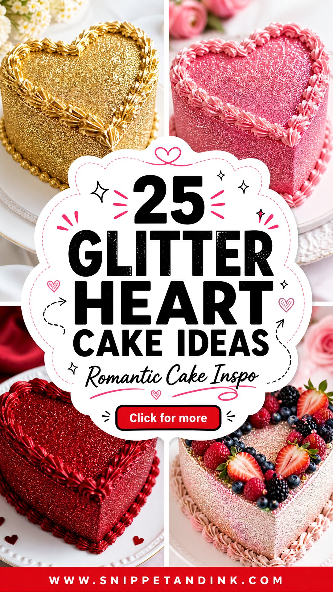 25 Glitter Heart Cake Ideas for Wedding Romantic Inspo - 25 Glitter Heart Cake Ideas for Wedding: Romantic Inspo