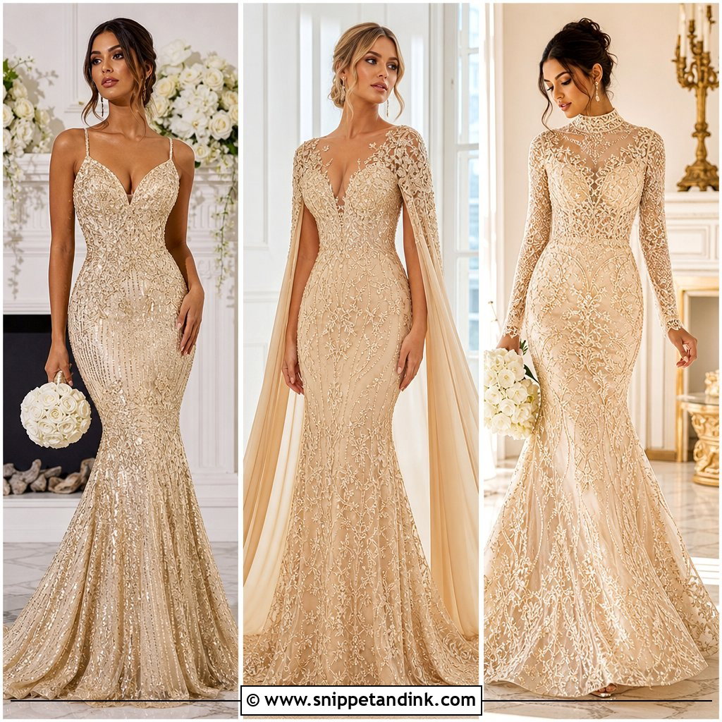 25 Gold Wedding Gowns for a Dazzling and Luxe Bridal Look