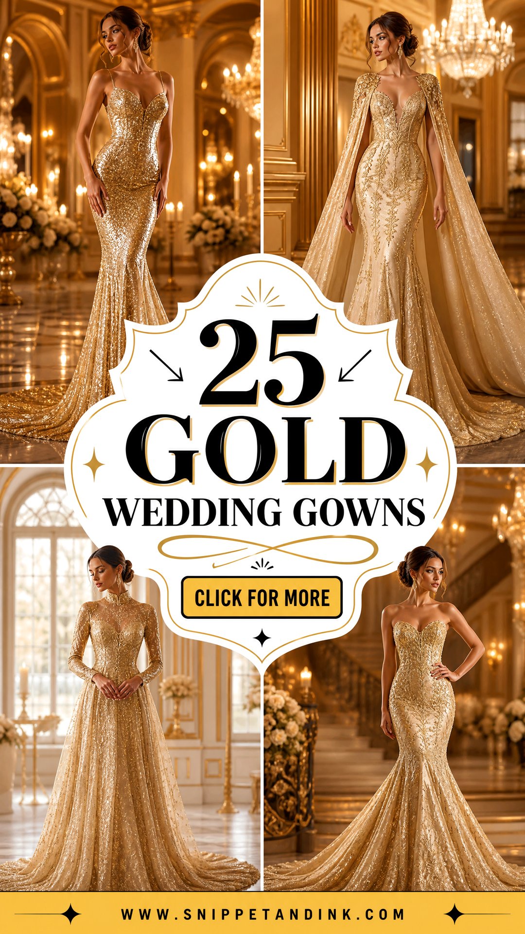 25 Gold Wedding Gowns for a Dazzling and Luxe Bridal Look - 25 Gold Wedding Gowns for a Dazzling and Luxe Bridal Look