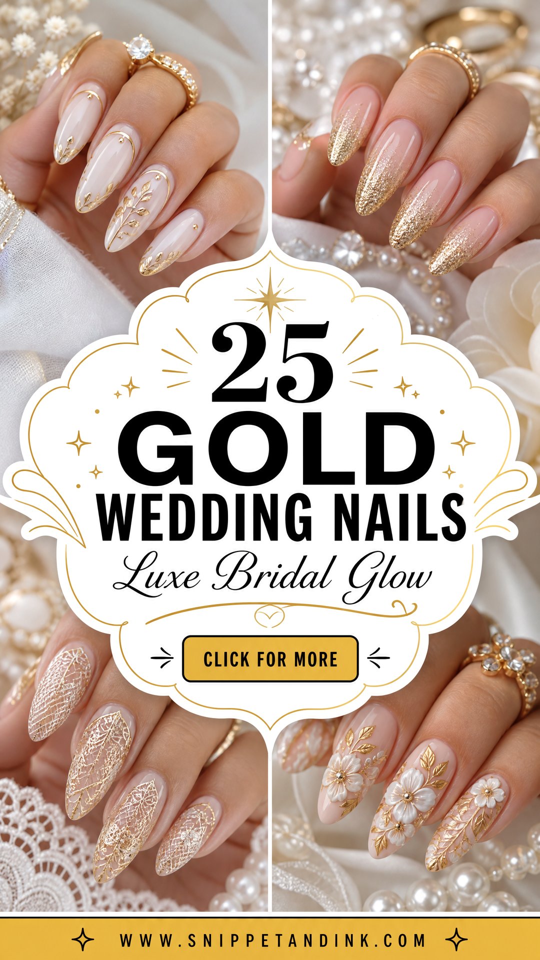 25 Gold Wedding Nails for a Luxe Bridal Look This Year - 25 Gold Wedding Nails for a Luxe Bridal Look This Year