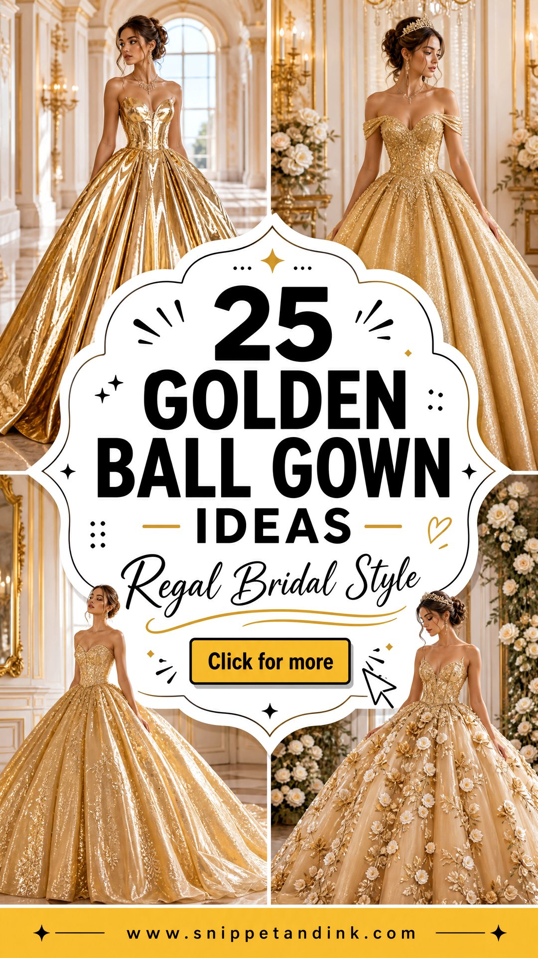 25 Golden Ball Gown Ideas for Regal Trend-Forward Brides - 25 Golden Ball Gown Ideas for Regal, Trend-Forward Brides