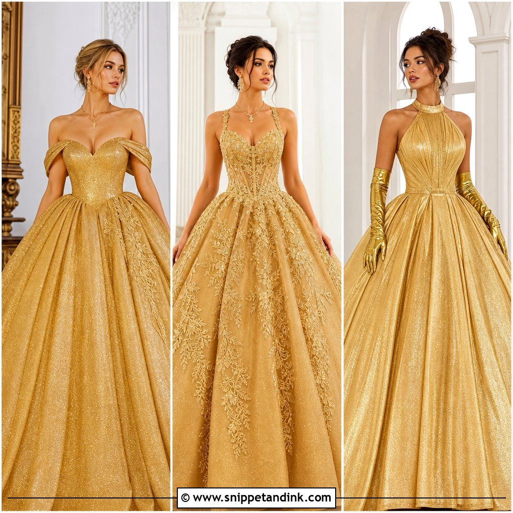 25 Golden Ball Gown Ideas