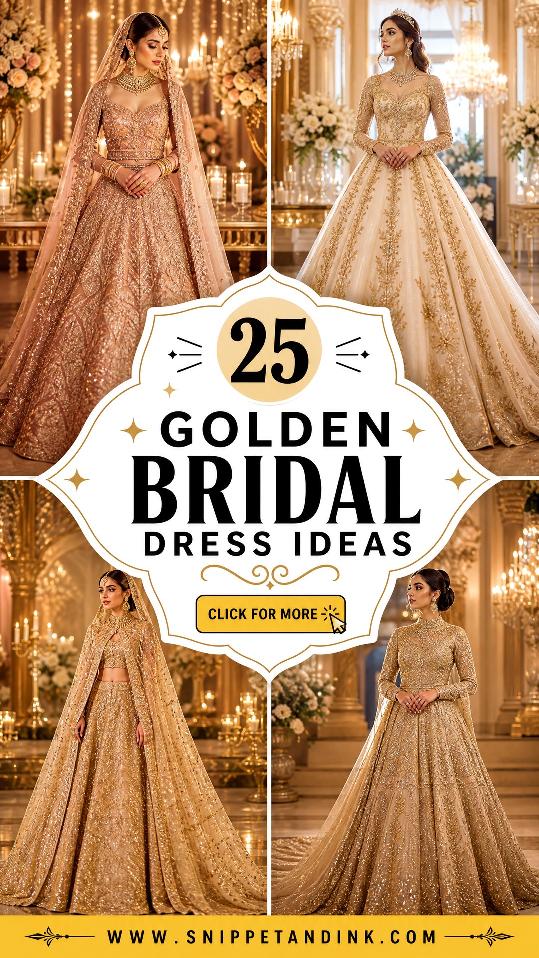25 Golden Bridal Dress Ideas for a Radiant Wedding-Day Look - 25 Golden Bridal Dress Ideas for a Radiant Wedding-Day Look