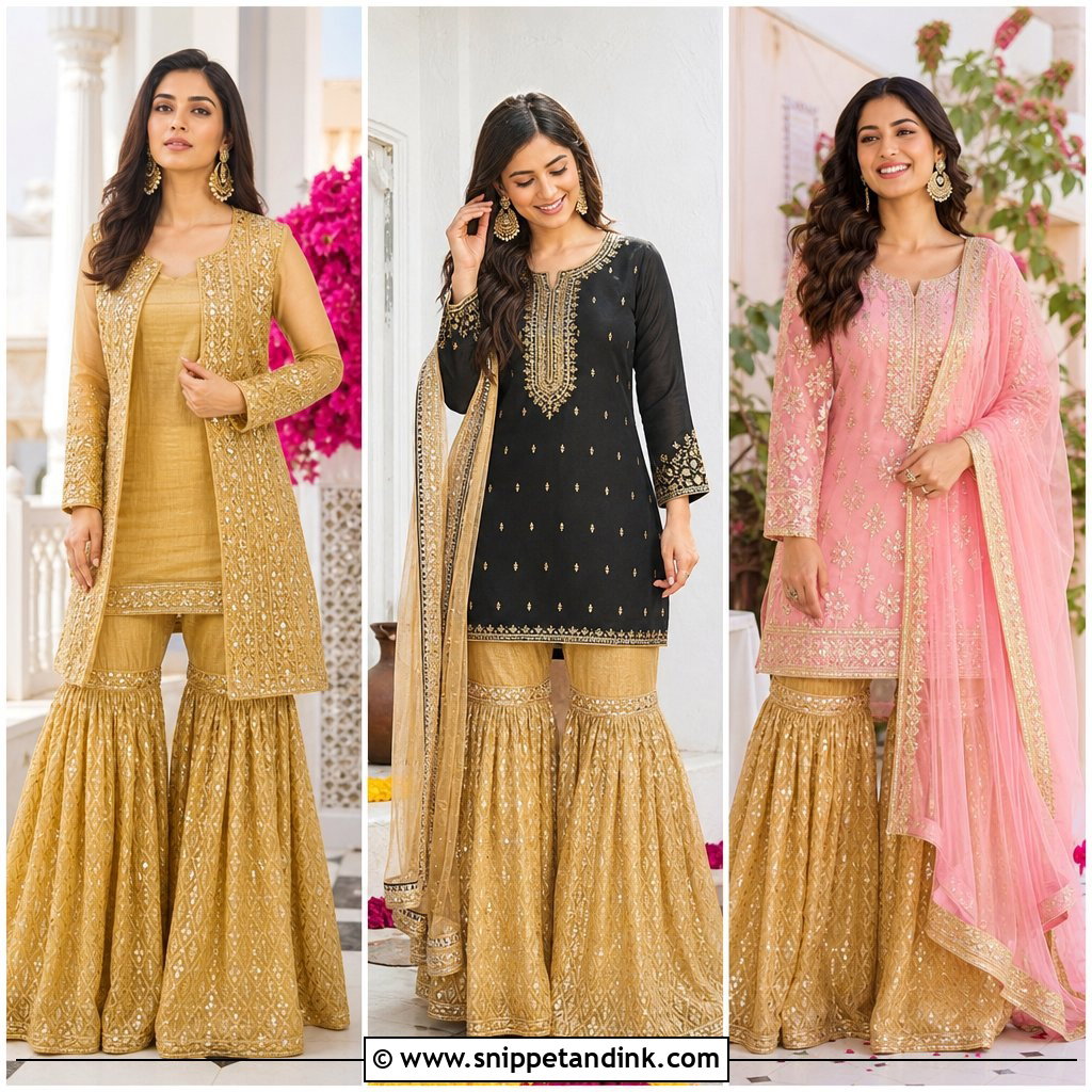 25 Golden Sharara Ideas for a Showstopping Festive Look