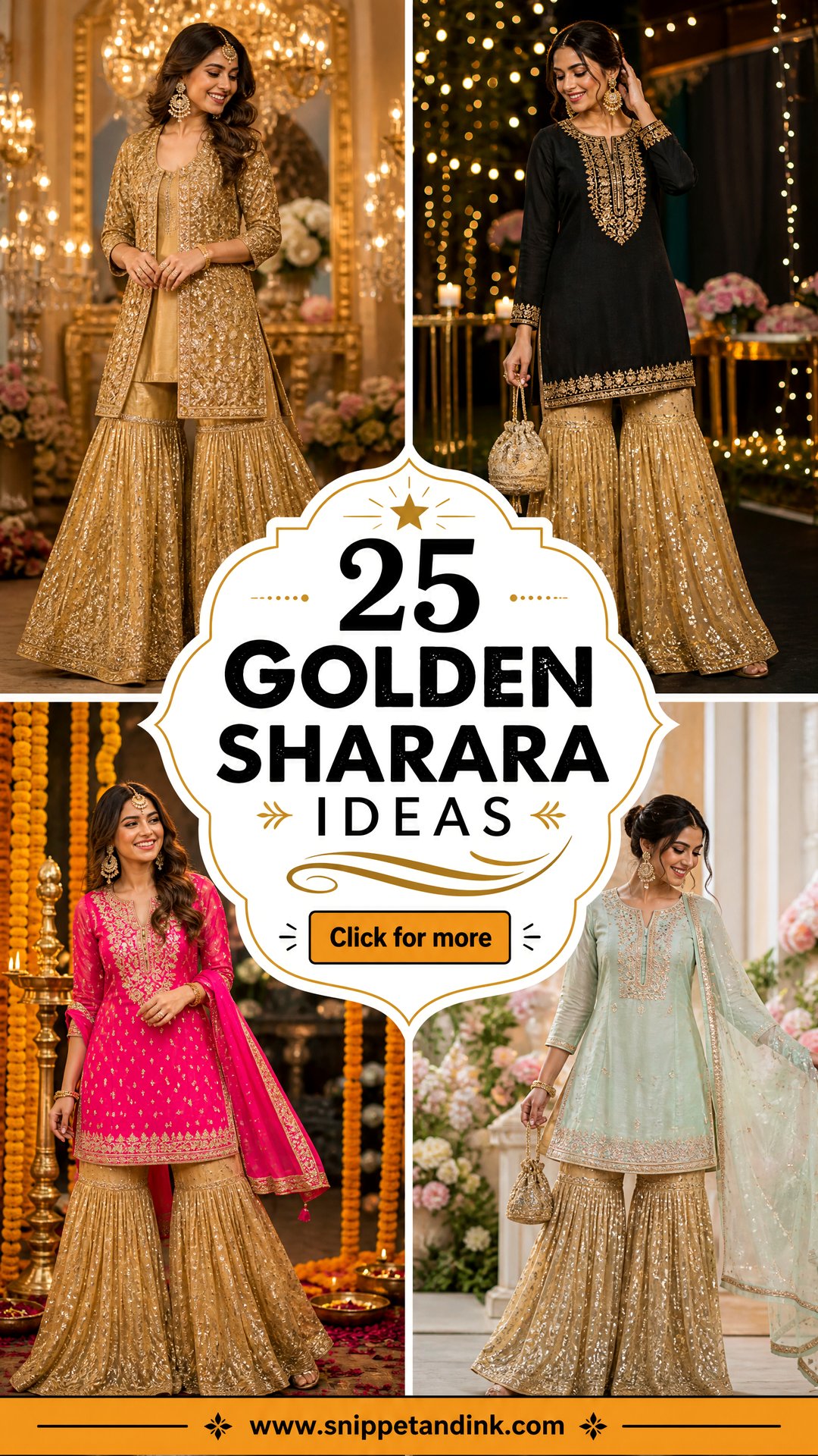 25 Golden Sharara Ideas for a Showstopping Festive Look - 25 Golden Sharara Ideas for a Showstopping Festive Look