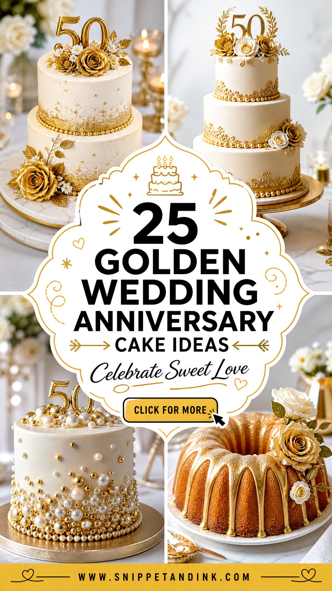 25 Golden Wedding Anniversary Cake Ideas to Celebrate Love - 25 Golden Wedding Anniversary Cake Ideas to Celebrate Love