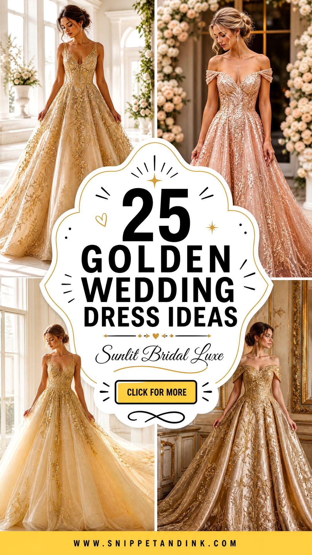 25 Golden Wedding Dress Ideas for Luxe Sunlit Bridal Style - 25 Golden Wedding Dress Ideas for Luxe, Sunlit Bridal Style