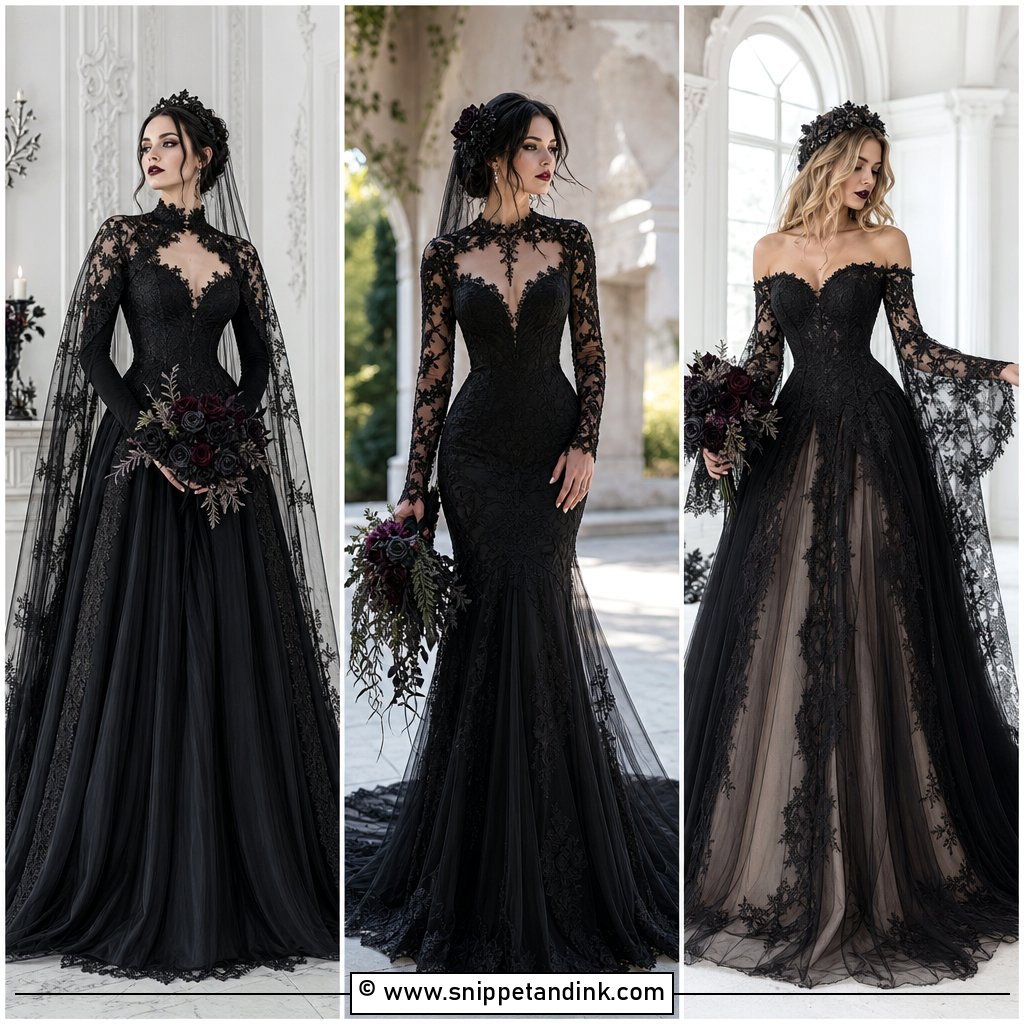 25 Goth Wedding Dresses for Dramatic Bridal Style