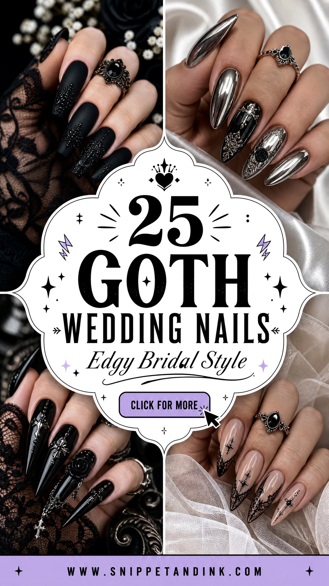 25 Goth Wedding Nails for Edgy Romantic Bridal Style - 25 Goth Wedding Nails for Edgy, Romantic Bridal Style