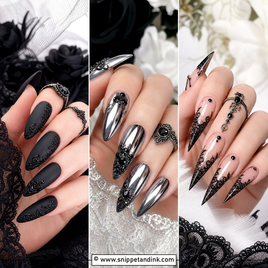 25 Goth Wedding Nails for Edgy Romantic Bridal Style