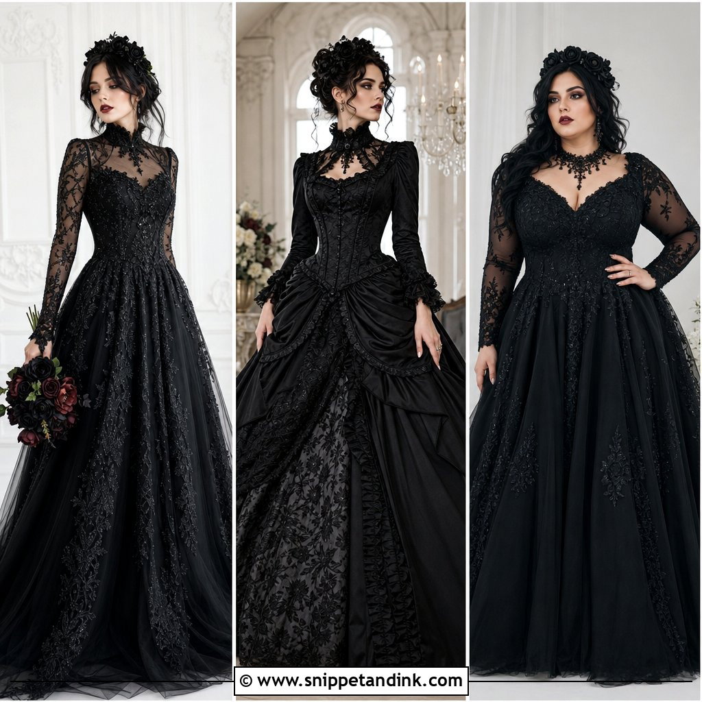 25 Gothic Black Wedding Dress Ideas for Bold, Dark Romance