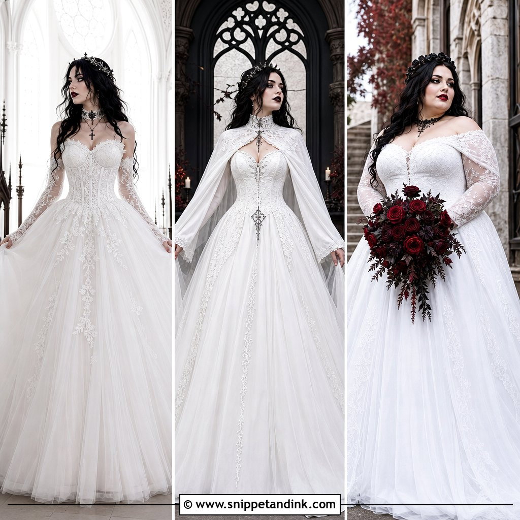 25 Gothic White Wedding Dress Ideas
