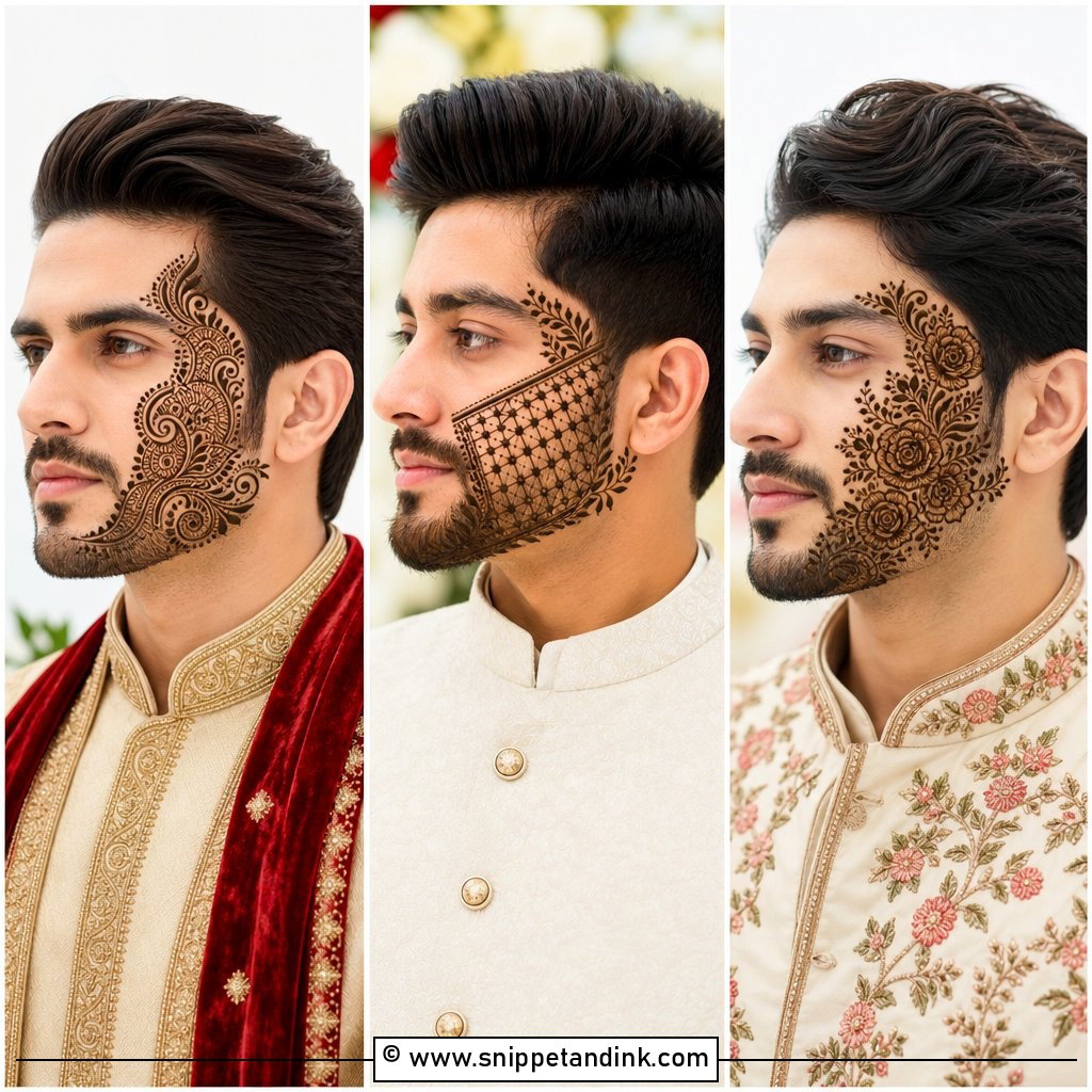 25 Groom Face Mehndi Designs Unique Wedding Inspiration