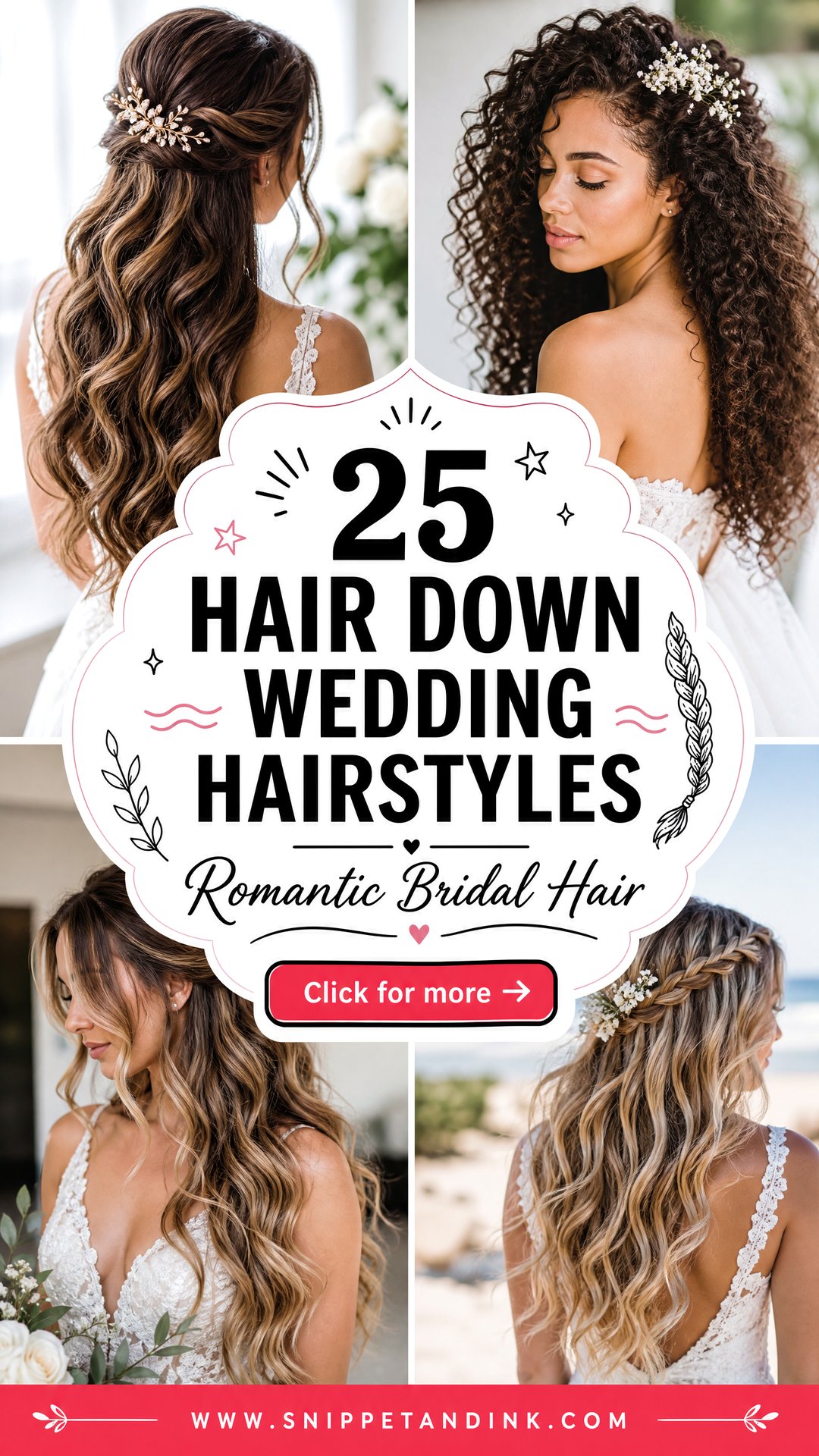 25 Hair Down Wedding Hairstyles Romantic Bridal Ideas - 25 Hair Down Wedding Hairstyles: Romantic Bridal Ideas