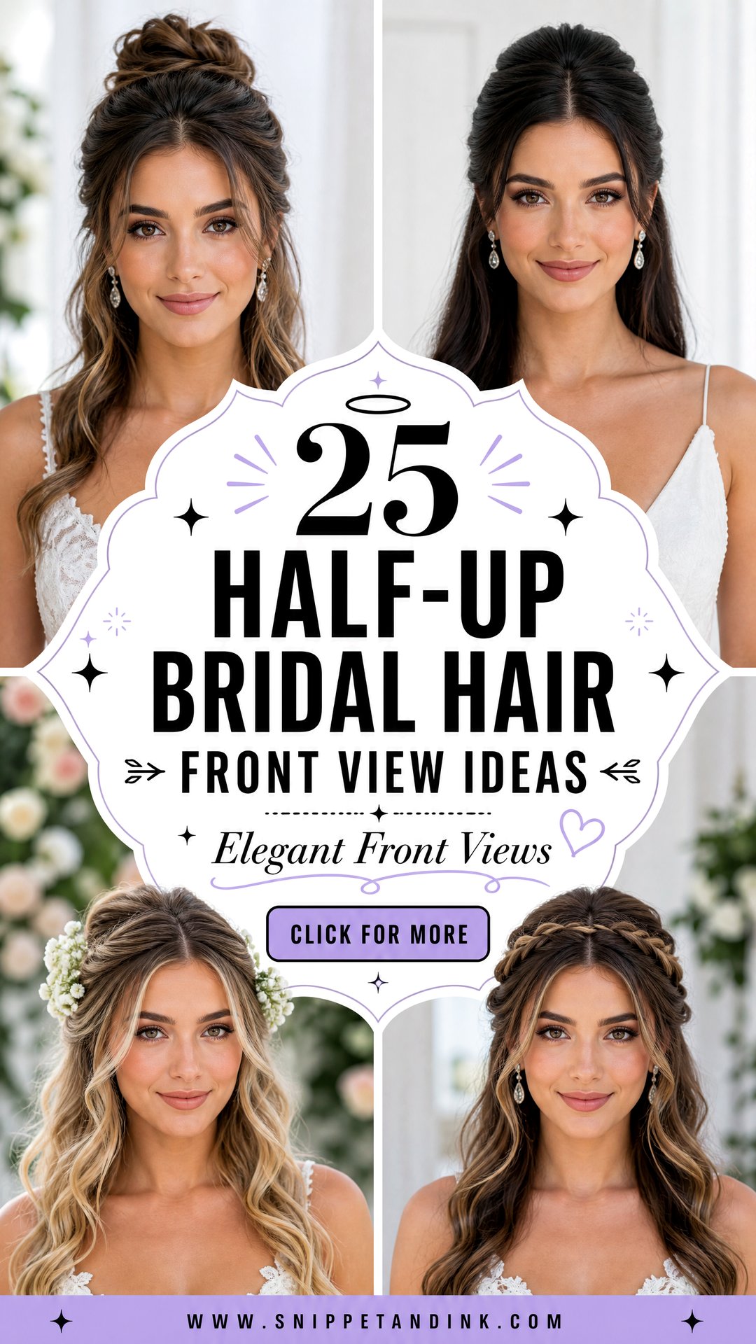 25 Half-Up Bridal Hair Front View Ideas for Elegant Brides - 25 Half-Up Bridal Hair Front View Ideas for Elegant Brides