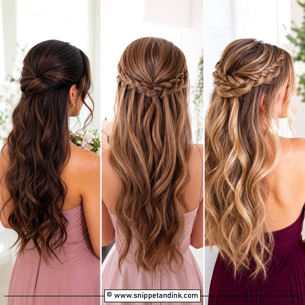 25 Half Up Half Down Bridesmaid Hair Medium Ideas to Try