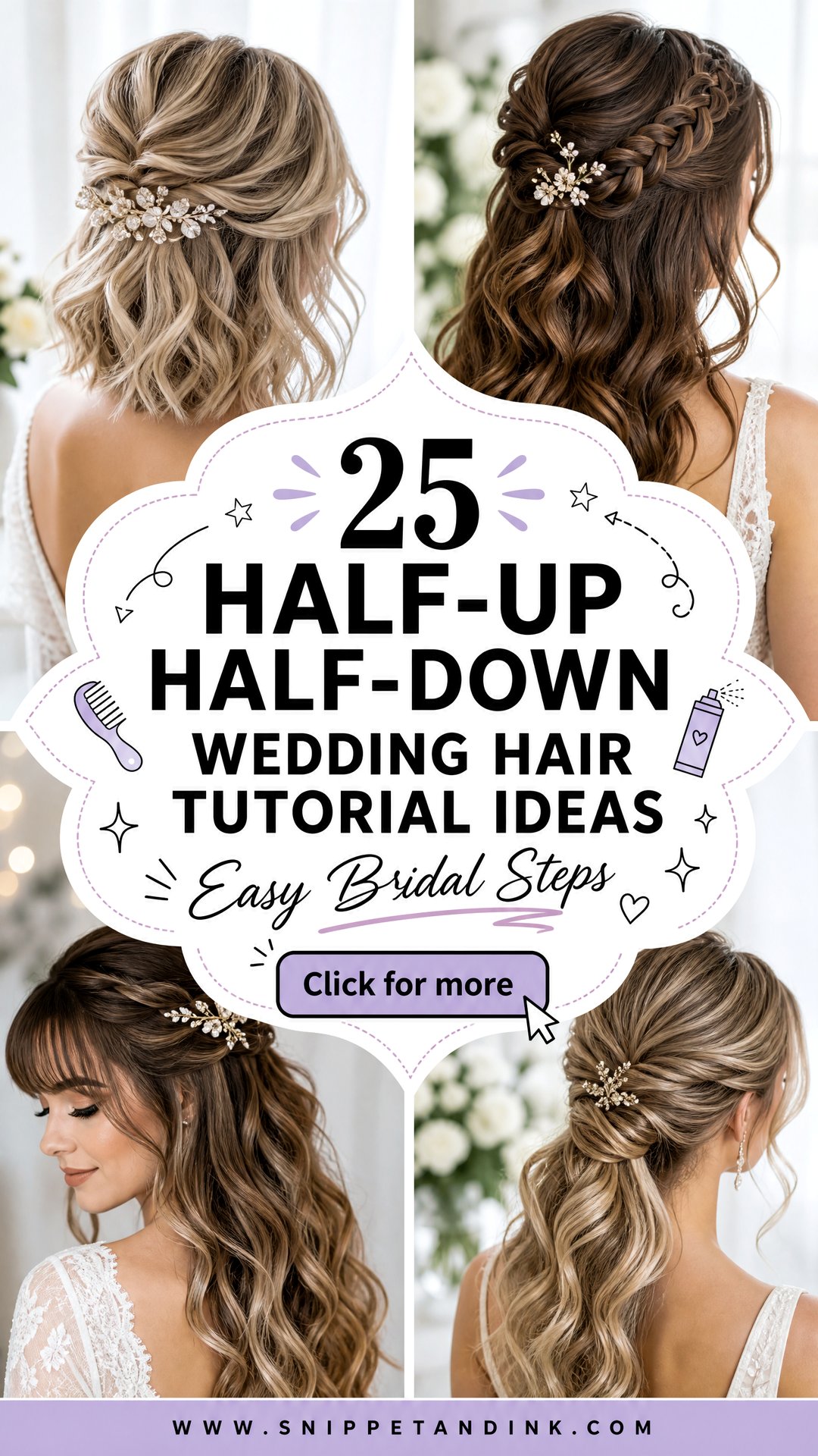 25 Half-Up Half-Down Wedding Hair Tutorial Ideas Made Easy - 25 Half-Up Half-Down Wedding Hair Tutorial Ideas Made Easy