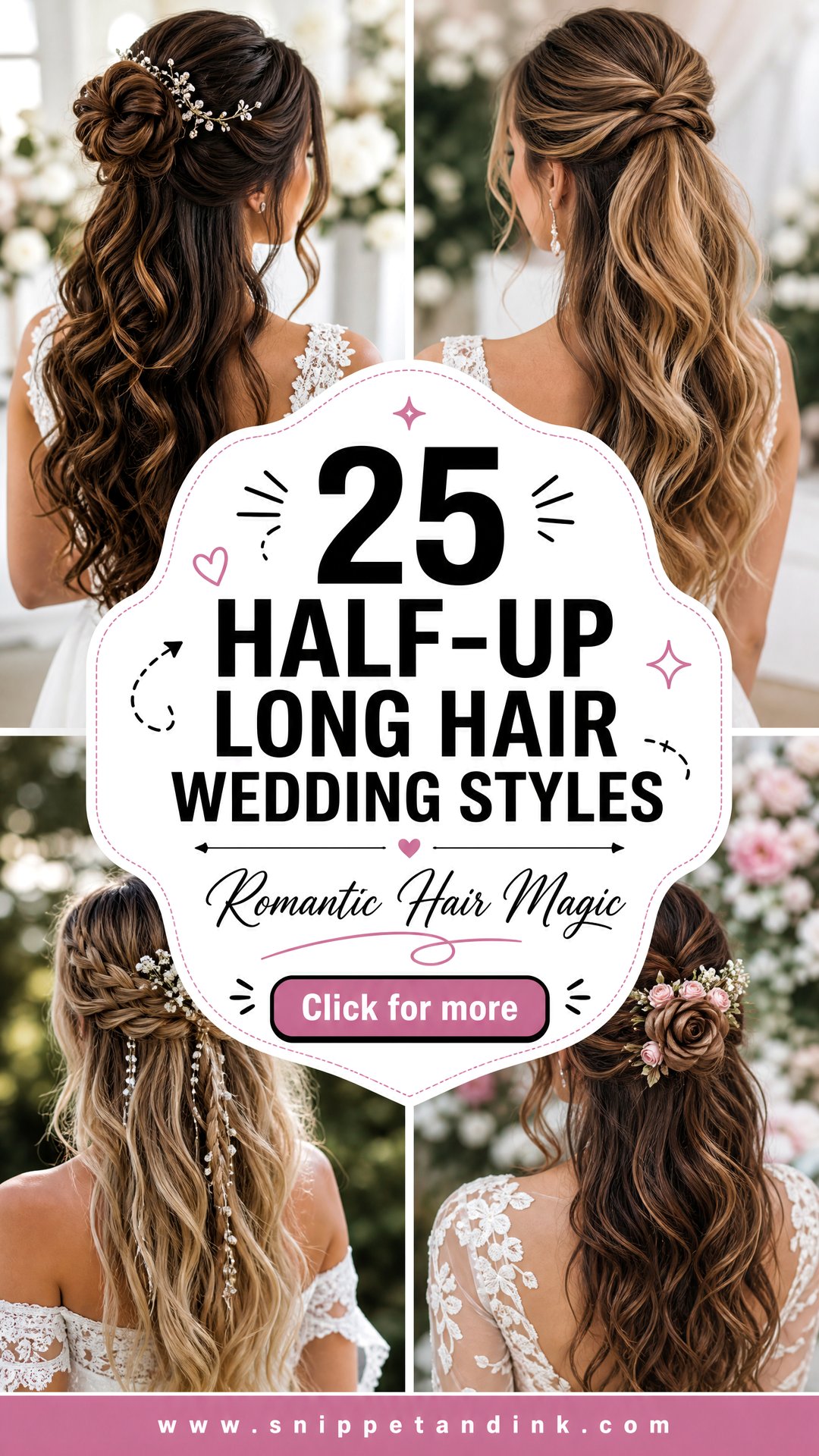 25 Half-Up Long Hair Wedding Styles for Romantic Brides - 25 Half-Up Long Hair Wedding Styles for Romantic Brides