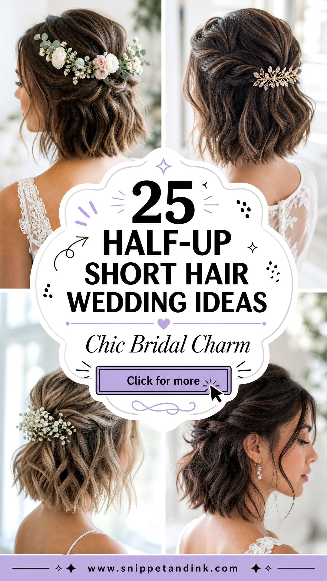 25 Half-Up Short Hair Wedding Ideas for Chic Brides Today - 25 Half-Up Short Hair Wedding Ideas for Chic Brides Today