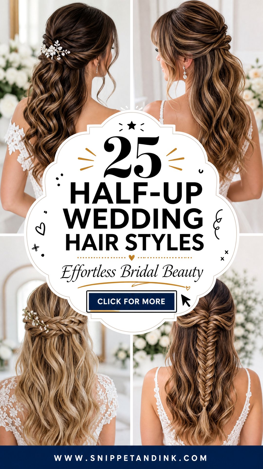 25 Half-Up Wedding Hair Styles for Effortless Bridal Beauty - 25 Half-Up Wedding Hair Styles for Effortless Bridal Beauty
