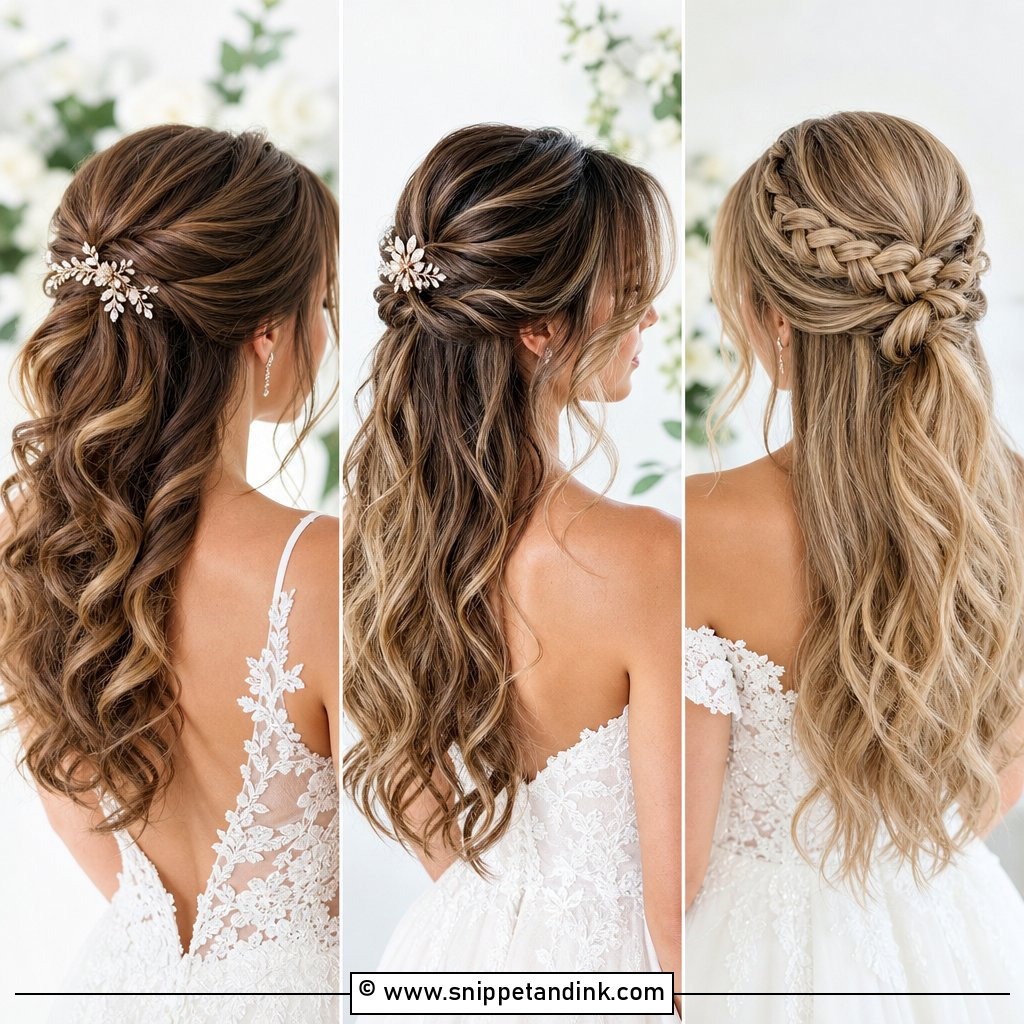 25 Half-Up Wedding Hair Styles for Effortless Bridal Beauty