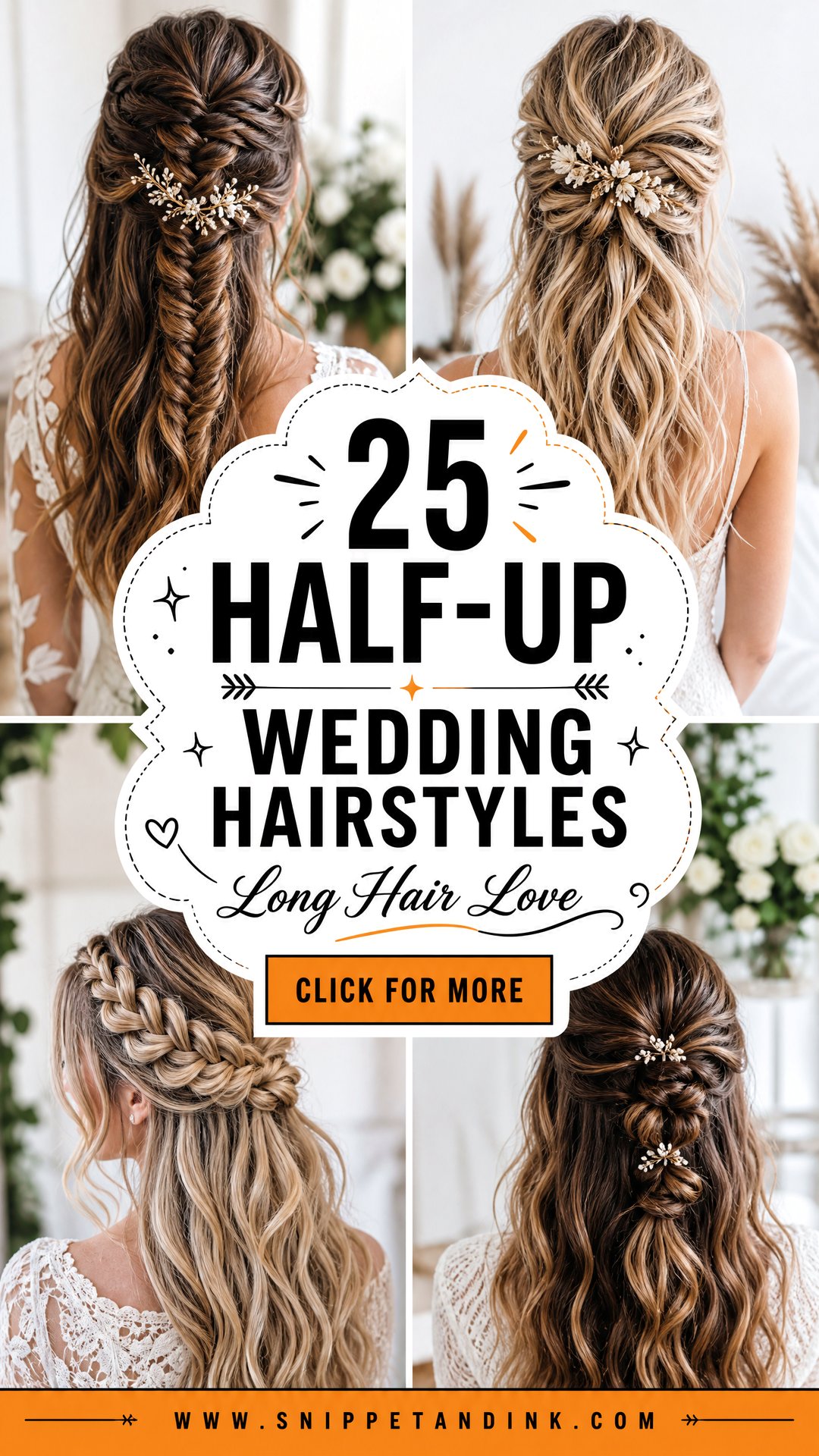 25 Half-Up Wedding Hairstyles for Long Hair Brides Will Love - 25 Half-Up Wedding Hairstyles for Long Hair Brides Will Love