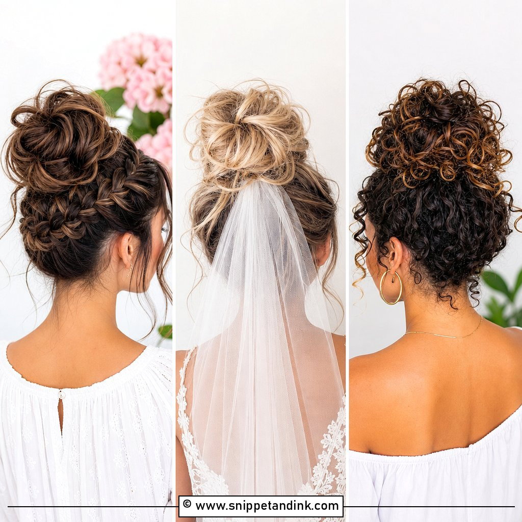 25 High Messy Bun Wedding Hair Ideas for Effortless Glam