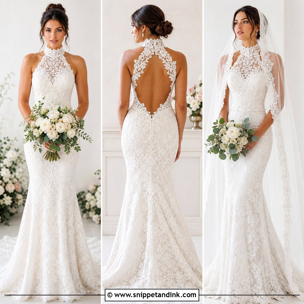 25 High Neck Lace Wedding Dress Ideas