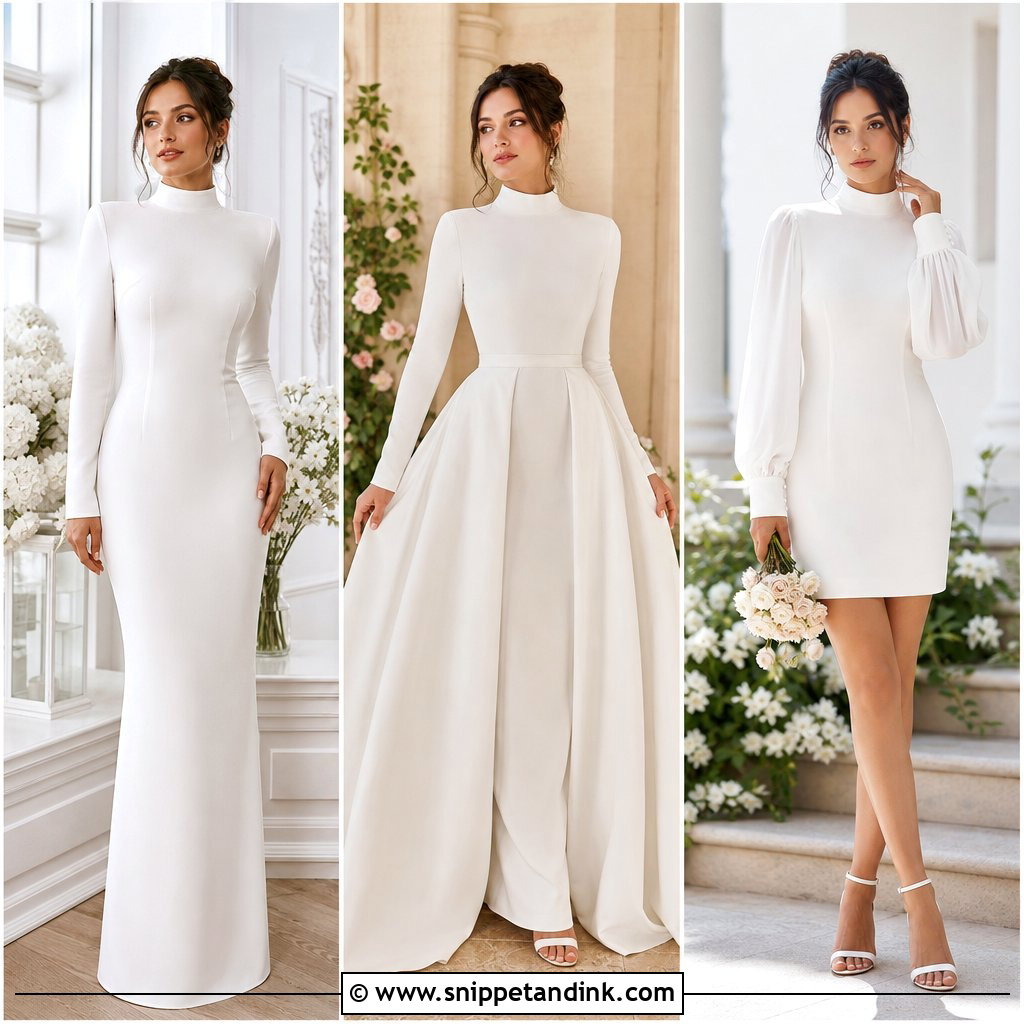 25 High Neck Long Sleeve Wedding Dress Ideas: Elegant Styles for Brides