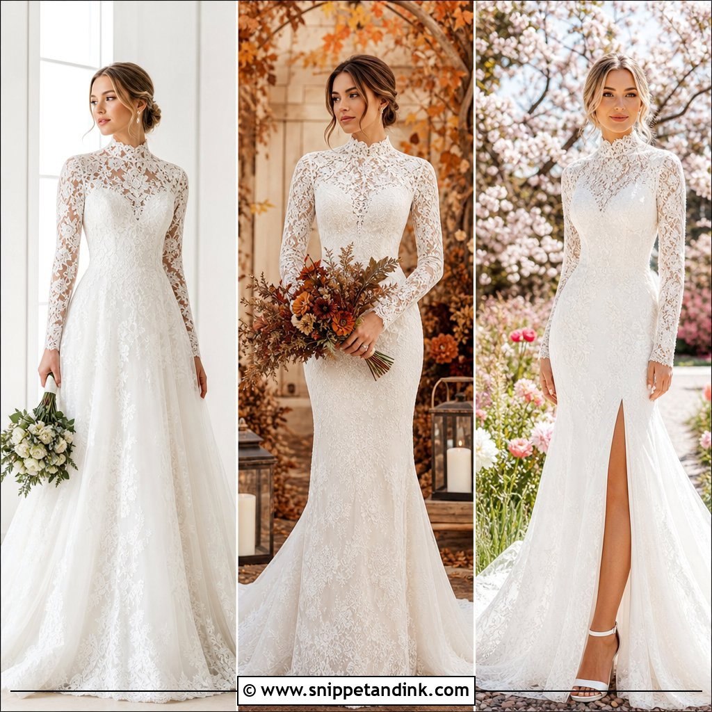 25 High Neck Wedding Dress with Sleeves: Chic Looks for Brides