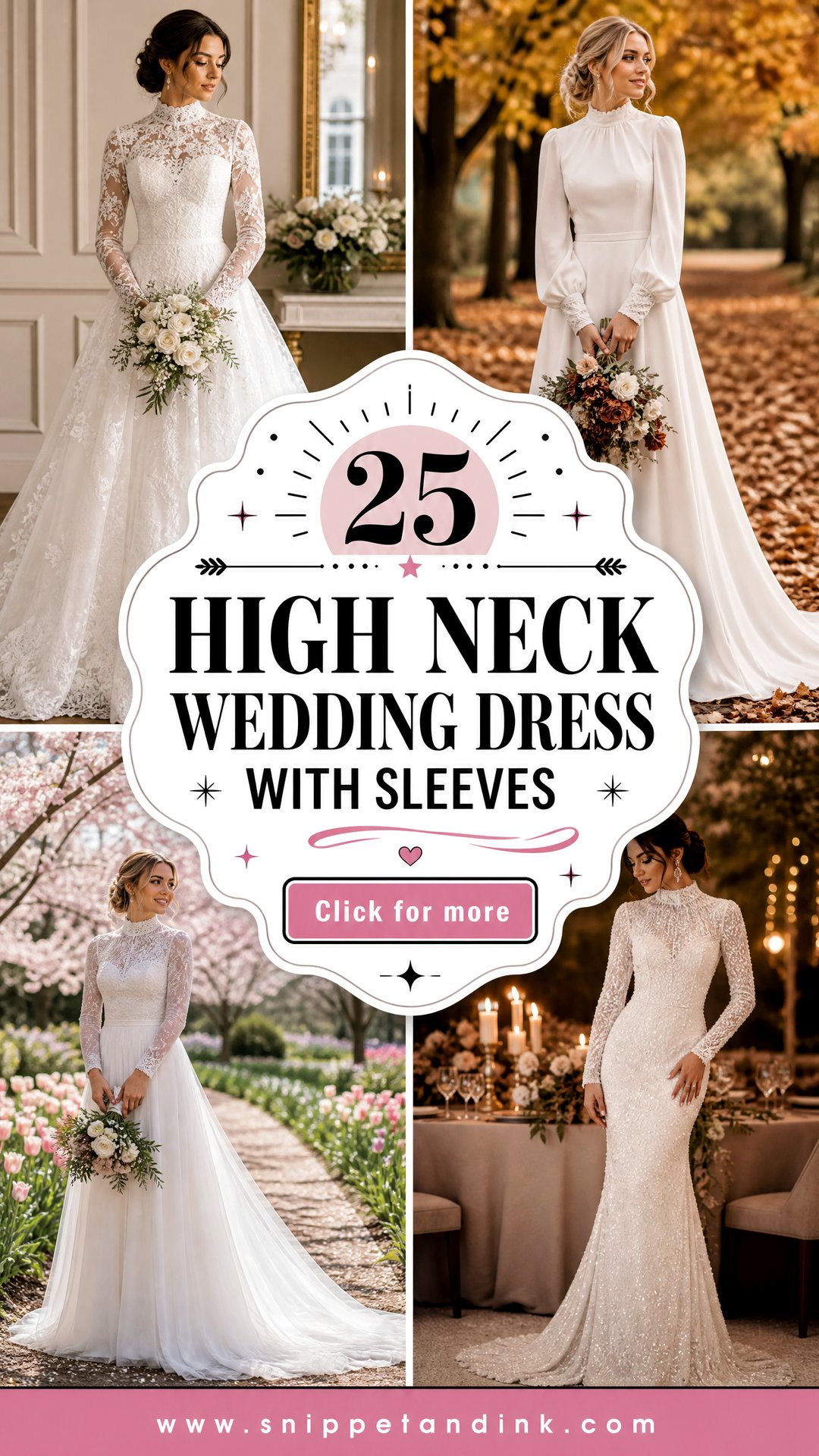 25 High Neck Wedding Dress with Sleeves Chic Looks for Brides - 25 High Neck Wedding Dress with Sleeves: Chic Looks for Brides