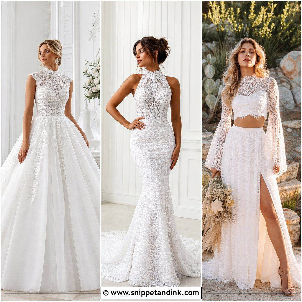 25 High Neckline Wedding Dress Ideas: Elegant Styles for Brides