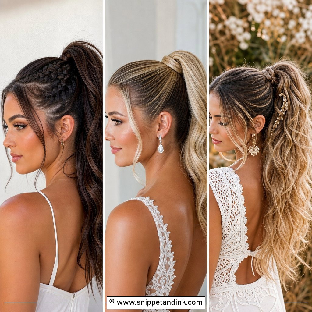25 High Pony Wedding Hair Ideas for Sleek Modern Glam