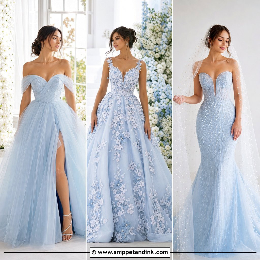 25 Ice Blue Wedding Dress Ideas