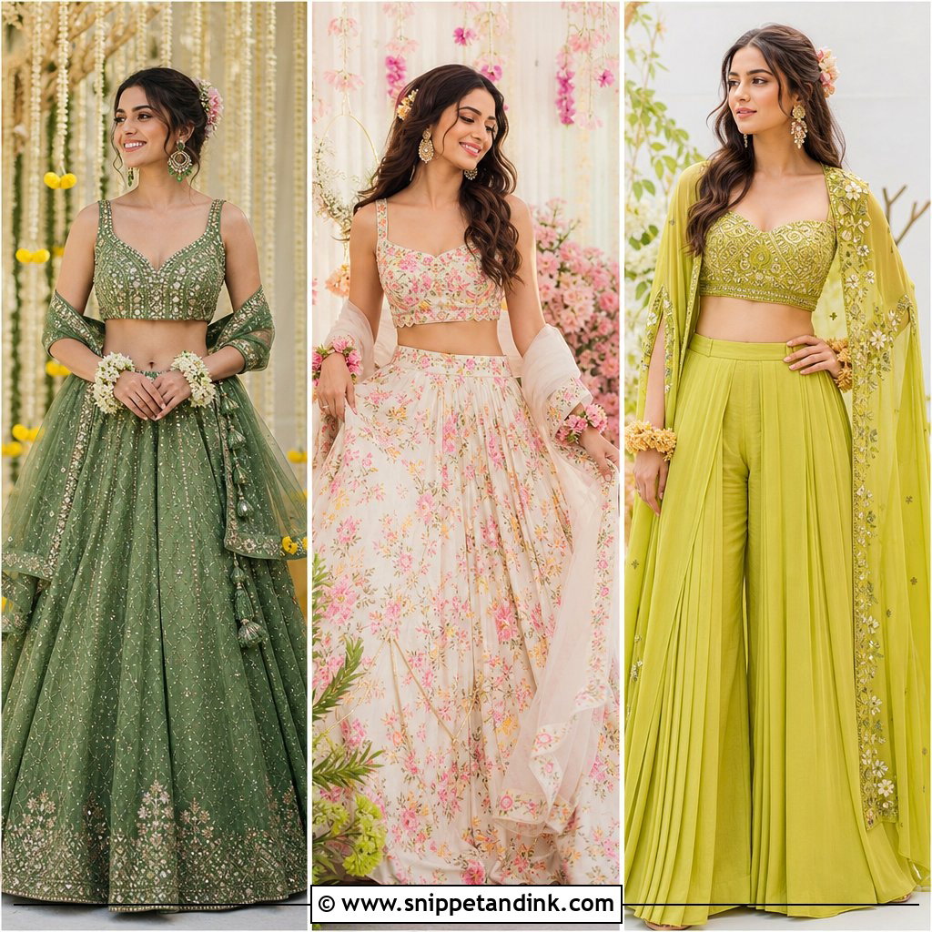25 Indian Bridal Mehandi Outfits Brides: Stunning Picks